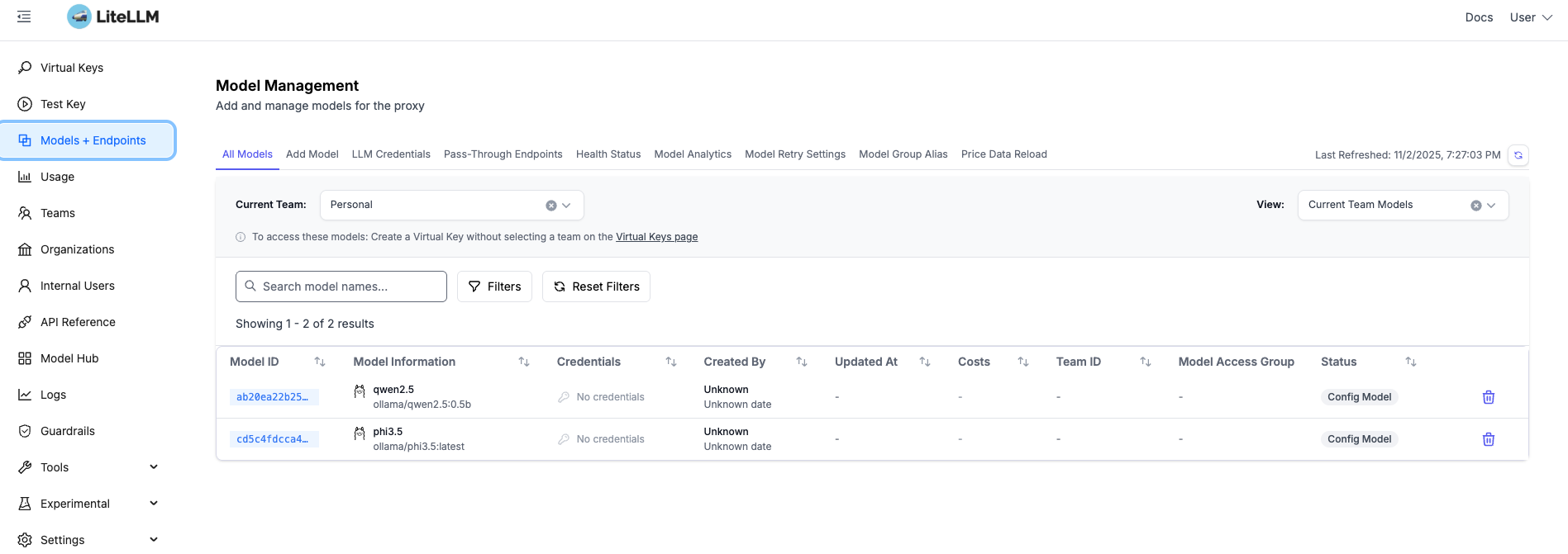 LiteLLM running with Ollama models